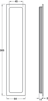 Flush Pull Handle Plain 305x64mm Brass AB - view 2