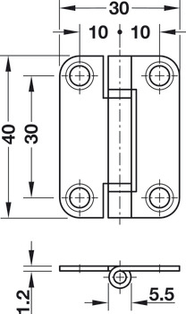 Folding Door Hinge 40x29mm Steel NP - view 2