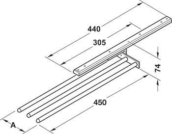 Towel Rail 2-Arm 440mm Aluminium PC - view 4