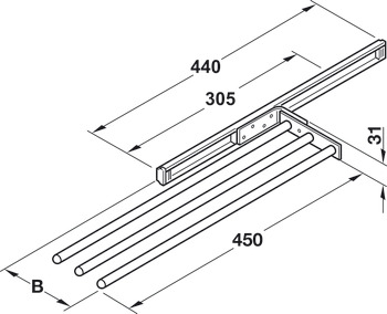 Towel Rail 2-Arm 440mm Aluminium PC - view 5