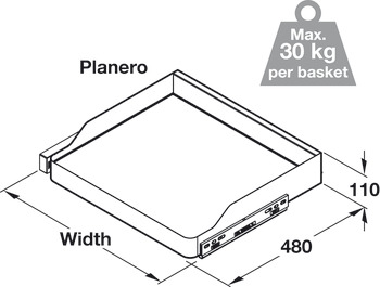 VS SUB 400mm PO Bskt Hinged 1xPln Lva - view 3