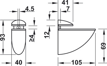 Shelf Clamp Support 4-23mm Screw Zinc Alloy Silver - view 3