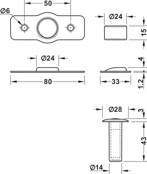 Door Stop Magnetic Concealed Steel/Plastic Trans - view 4