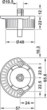 AXILO 48 Plinth Foot Top Sec Phillips Rnd - view 2