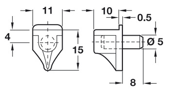 Shelf Support D5mm 60kg Plug Steel/Plastic White