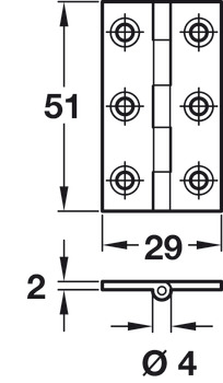 Broad Style Hinge 51x29mm Brass SC - view 2