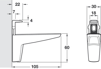 Moon Shelf Support 15-50mm Zinc Alloy/Plastic Mt.Black - view 2