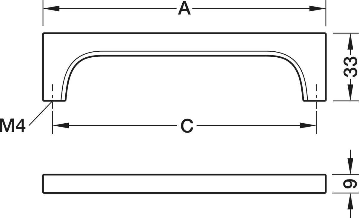 Onega Pull Handle Zinc Alloy Bru Nickel Plt 128mm Fixing Centres - view 3