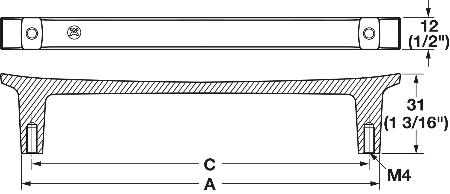 Up Pull Handle Zinc Alloy Bru Nickel 160mm Fixing Centres - view 3