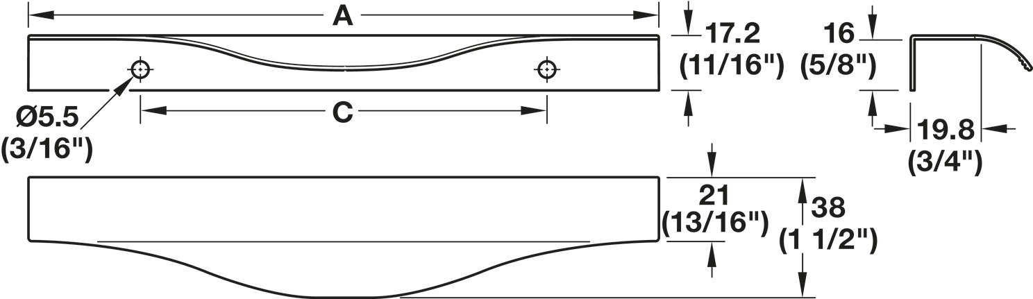 Noma Profile Handle Aluminium Bru Black 256mm Fixing Centres - view 5