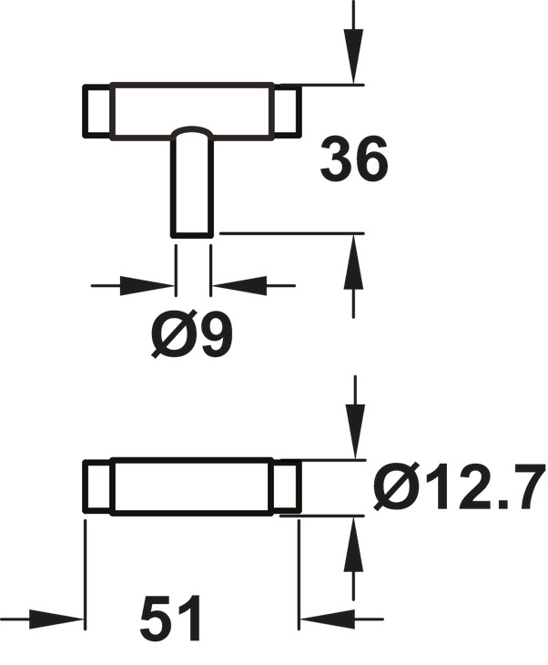 Hendrix Knurl Brs T Knob AB - view 3