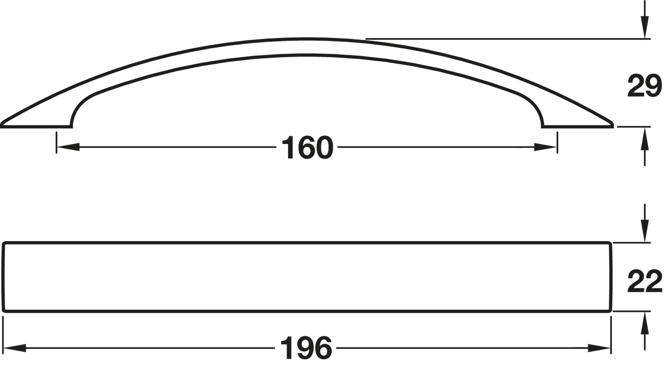Strap Handle Aluminium Bru Nickel 160mm Fixing Centres x20 - view 2