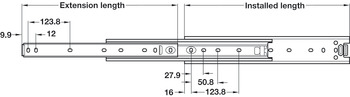 3301 BB Drawer Runner MD Full 67kg 356mm Bright Zinc Plated - view 3