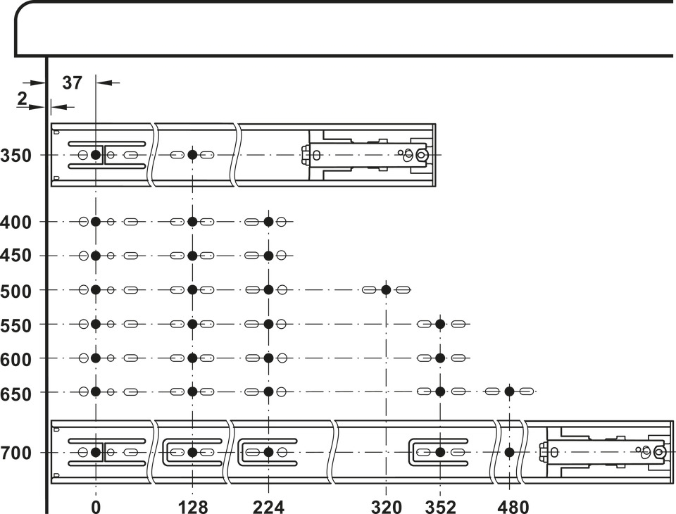 3832-EC FD BB Drawer Runner Full 43kg 700mm Bright Zinc Plated - view 3