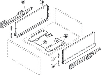 NPS Drawer Set w SC 70kg 186/450mm Stn - view 4