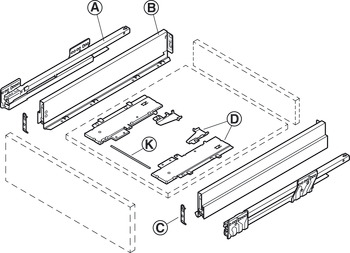 NPS Drawer Set w SC 40kg 90/270mm Silver - view 4