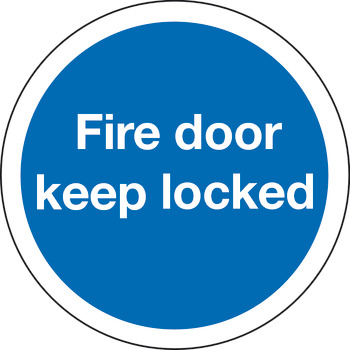 Blue Sign D76mm-Fire door keep locked