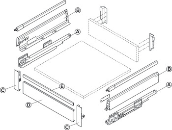 MXS Internal Drawer Fnt Brkts 84mm Plastic Antique