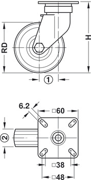 D75mm Castor Fixed without Brake Plastic Galvanised - view 3
