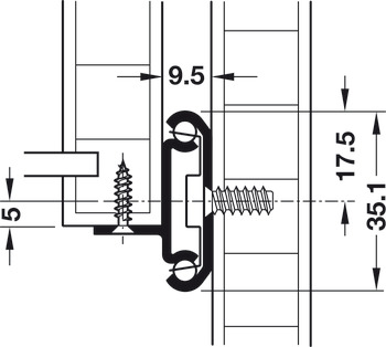 2002 BB Drawer Runner 2-Way Sgl 32kg 508mm Bright Zinc Plated - view 5