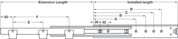 3301-60 BB Drawer Runner Full 60kg 300mm Bright Zinc Plated - view 3