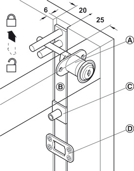 Symo3000 Cent Rotary Lock Dbl 22/12mm NP - view 2