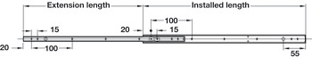 2421 BB Side Drawer Runner Sgl 15kg 400mm Bright Zinc Plated - view 2
