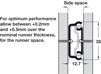2132 BB Drawer Runner Sgl 34kg 500mm Bright Zinc Plated - view 5