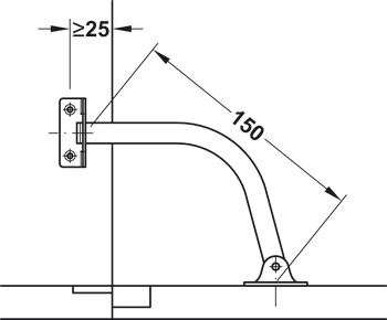 Lid Stay 150mm RH Steel NP - view 5
