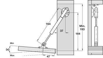 Automatic Open Drop Down Flap Stay 164mm - view 2