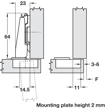 Nexis 95D Hinge Clk FO Sprung Hos - view 3