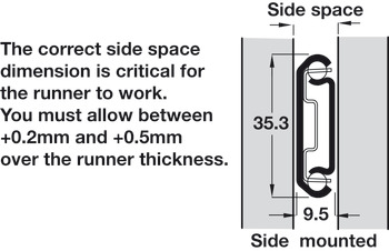 2026 BB Drawer Runner 2-Way Sgl 50kg 300mm Bright Zinc Plated - view 5
