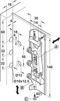 Conc Cabinet Hanger 130kg Phillips/SF LH Short - view 4