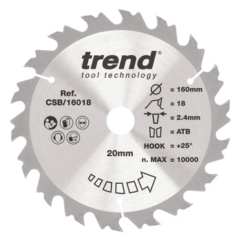 Trend Sawblade WD 18T 2.4K D160/20x1.6 000.00.493