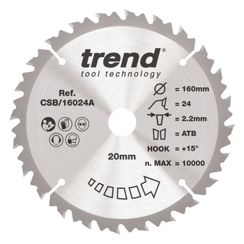 Trend Sawblade WD 24T 2.2K D160/20x1.6 000.00.496