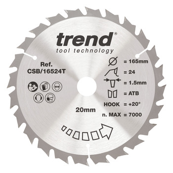 Trend Sawblade WD 24T 1.5K D165/20x1.0 000.00.506