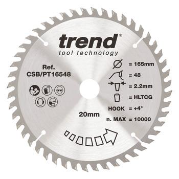 Trend Sawblade HPL 48T 2.2K D165/20x1.6 000.00.514
