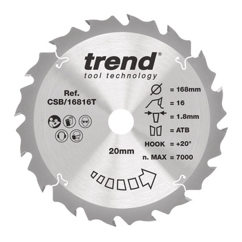 Trend Sawblade WD 16T 1.8K D168/20x1.2 000.00.515