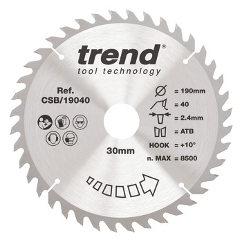 Trend Sawblade WD 40T 2.4K D190/30x1.6 000.00.522