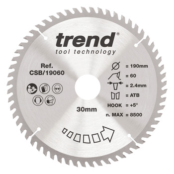 Trend Sawblade WD 60T 2.4K D190/30x1.6 000.00.523