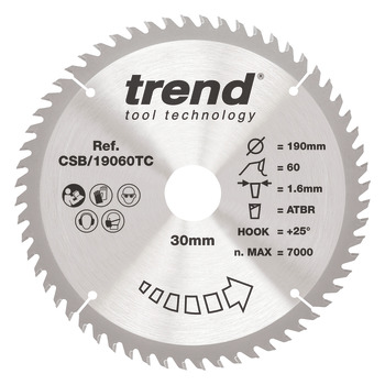 Trend Sawblade WD 60T 1.6K D190/30x1.0 000.00.524