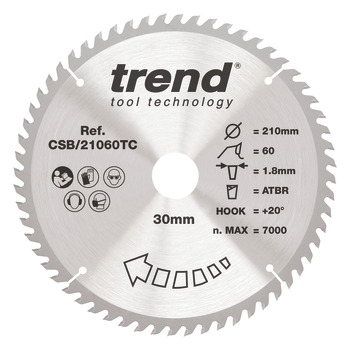 Trend Sawblade WD 60T 1.8K D210/30x1.3 000.00.525