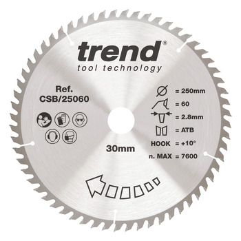 Trend Sawblade WD 60T 2.8K D250/30x1.8 000.00.529
