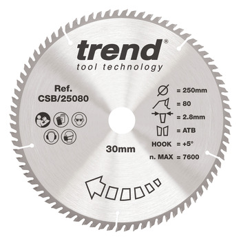 Trend Sawblade WD 80T 2.8K D250/30x1.8 000.00.530