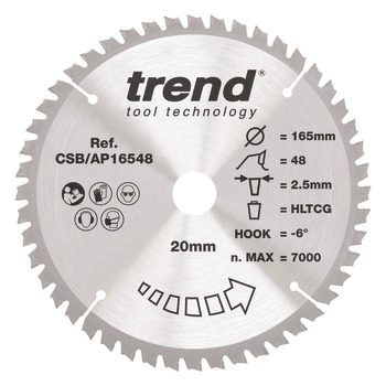 Trend Sawblade AP 48T 2.5K D165/20x1.8 000.00.535