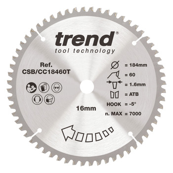 Trend Sawblade WDCC 60T 1.5K D184/16x1.0 000.00.540