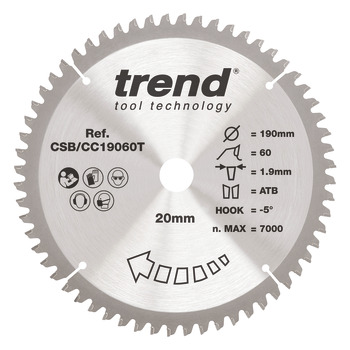 Trend Sawblade WDCC 60T 1.9K D190/20x1.4 000.00.541