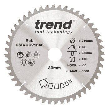 Trend Sawblade WDCC 48T 2.6K D216/30x1.8 000.00.543