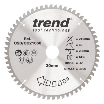 Trend Sawblade WDCC 60T 2.6K D216/30x1.8 000.00.544