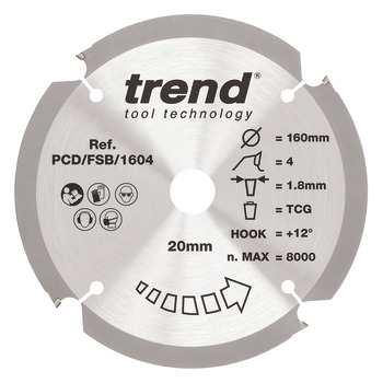 Trend Sawblade PCD 4T 1.8K D160/20x1.4 000.00.553